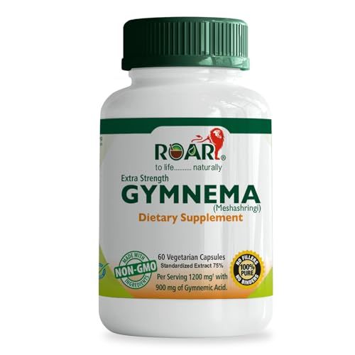 ROAR TO LIFE .......... NATURALLY Gymnema Sylvestre 1200 mg (Highest Potency) Ayurvedic Plant Extract Veg Capsules Supplement Tablets with 75% Gymnemic Acid Non-GMO 60 Count per Serving.