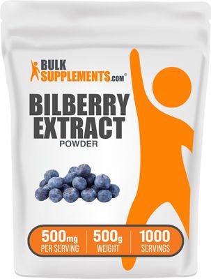 BulkSupplements.com Bilberry Extract Powder - Bilberry Fruit Extract, Bilberry Powder, Bilberry Supplement for Eyes - Glulten Free, 500mg per Serving, 500g (1.1 lbs) (Pack of 1)