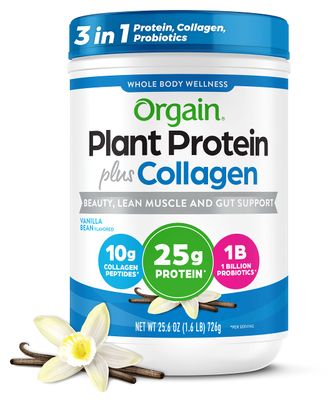 Orgain Protein Powder + Collagen, Vanilla Bean - 25g of Protein, 10g Collagen Peptides, Type I &amp; III, 1B CFU Probiotics, Supports Hair, Skin, Nail, Joint &amp; Gut Health, Gluten Free - 1.6lb