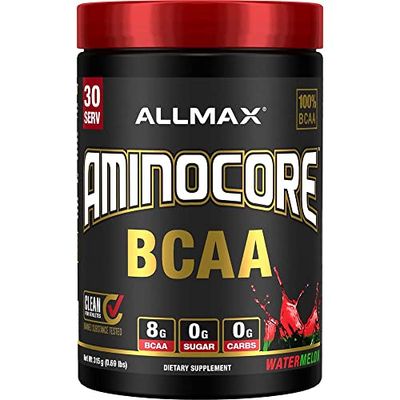 AMINOCORE BCAA - 8G BCAAs - 100% Pure Branch Chained Amino Acids - Gluten Free - Watermelon - 315 Gram
