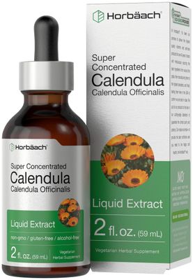 Horbach Calendula Tincture | 2 fl oz | Liquid Extract Drops | Alcohol Free | Vegetarian, Non-GMO, Gluten Free Herbal Supplement
