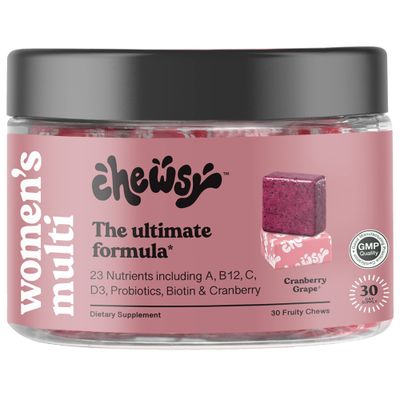 Chewsy Women&#39;s Multivitamin Chews, Immune &amp; Energy Support, Vitamins C, B12, A, D, E, Folic Acid, Probiotics, Biotin, Cranberry, Adult Chewable Vitamin, Individually Wrapped Fruity Chews,30-Day Supply