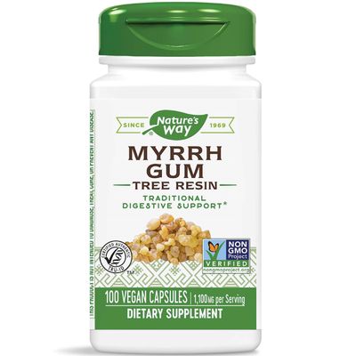 Nature&#39;s Way Myrrh Gum Tree Resin, Traditional Digestive Support*, 1,100mg Per Serving, 100 Capsules (Packaging May Vary)