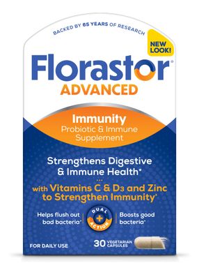 Florastor Select Immunity Boost Daily Probiotic &amp; Immune Support Supplement for Women and Men, Saccharomyces Boulardii CNCM I-745 Plus Zinc, Vitamin C &amp; D3 (30 Capsules)