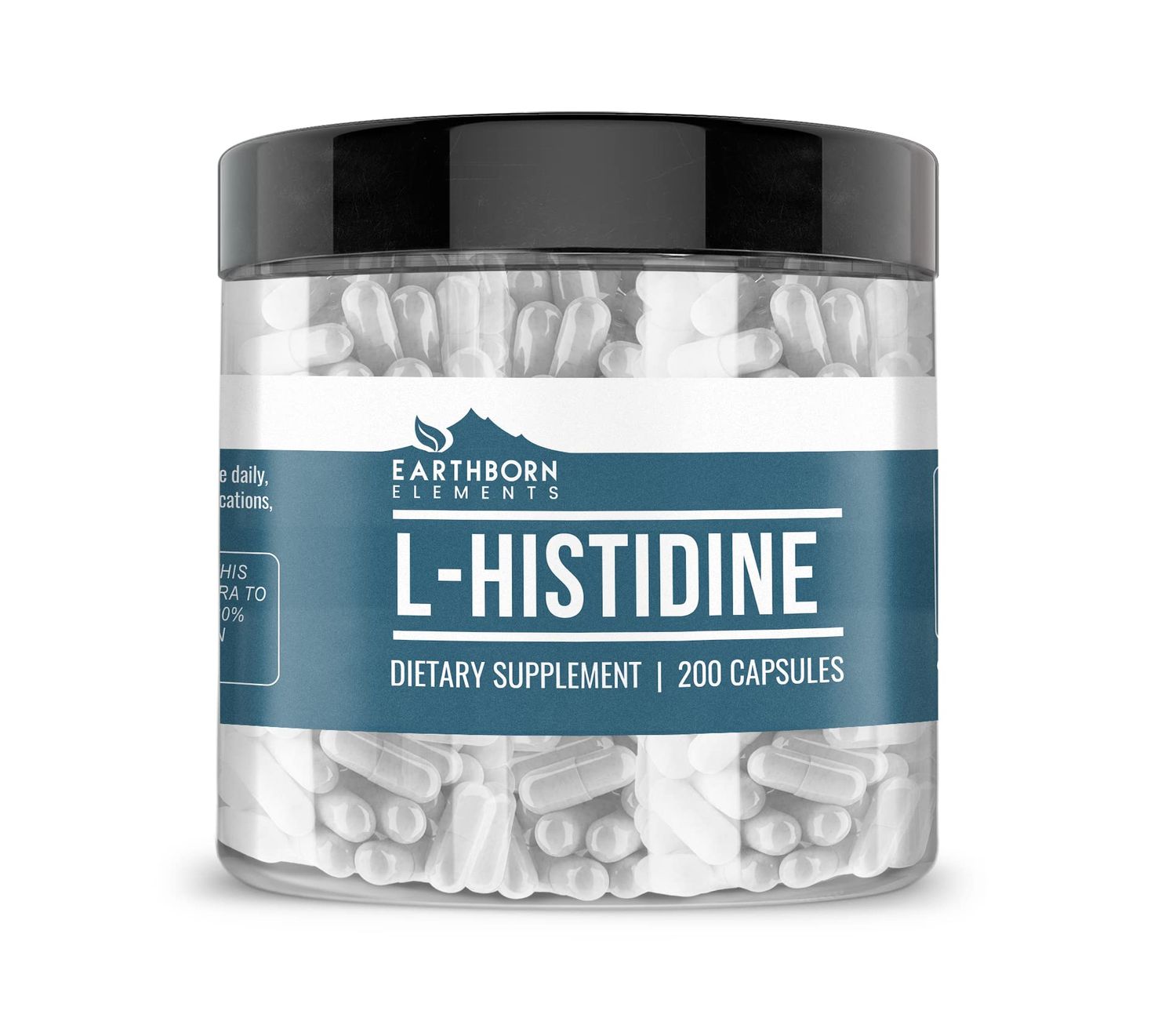 Earthborn Elements L-Histidine 200 Capsules, Pure &amp; Undiluted, No Additives