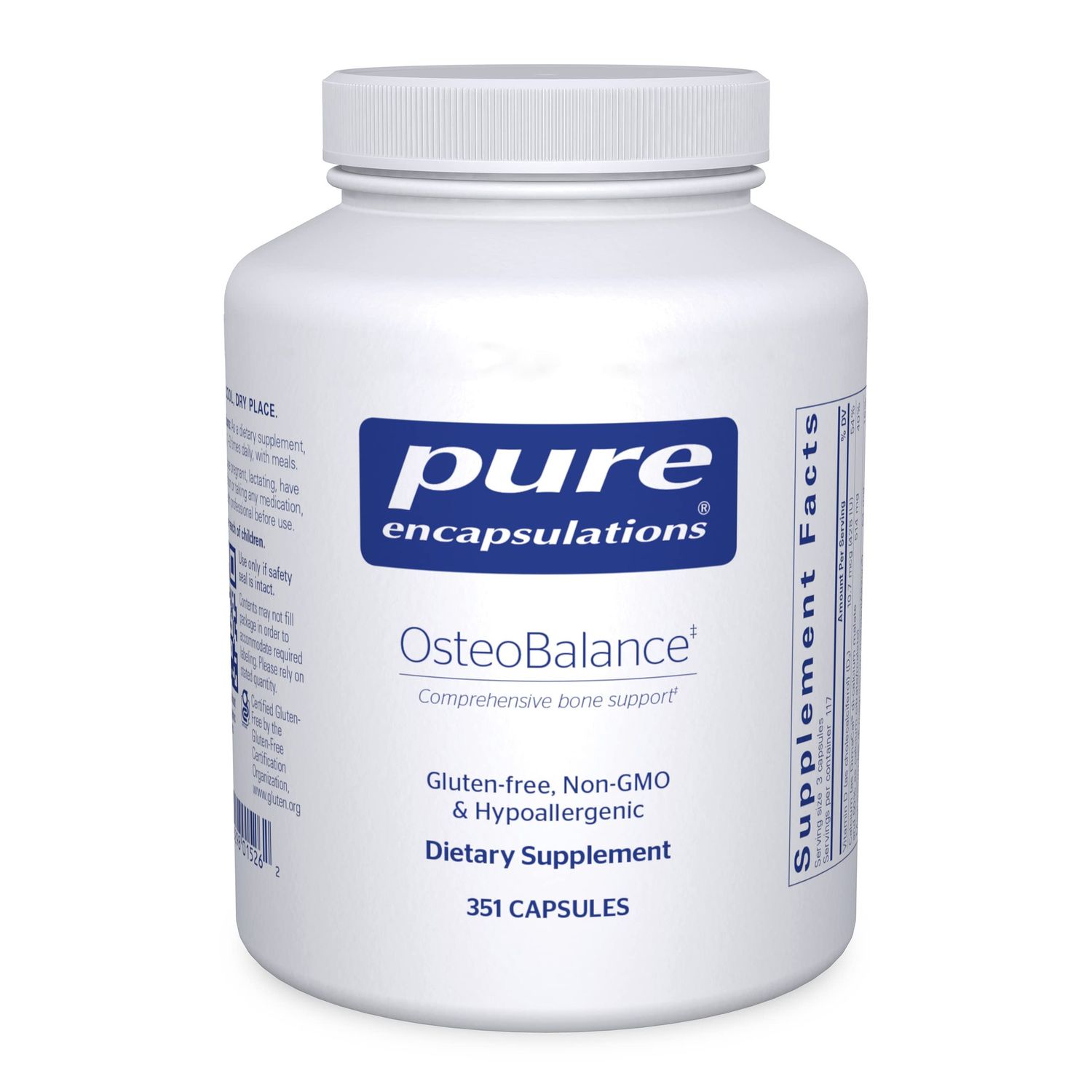Pure Encapsulations OsteoBalance | Hypoallergenic Supplement to Promote Calcium Absorption and Enhance Healthy Bone Mineralization* | 351 Capsules