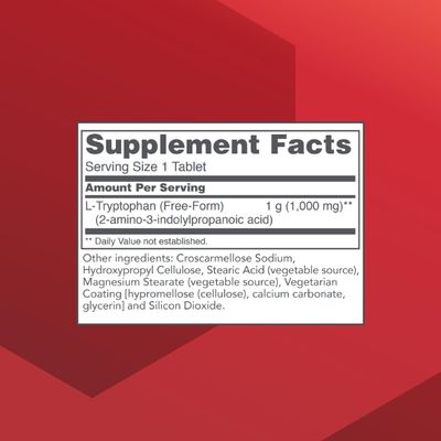 Protocol L-Tryptophan 1000mg - Sleep Support, Promotes Relaxation - 60 Tabs