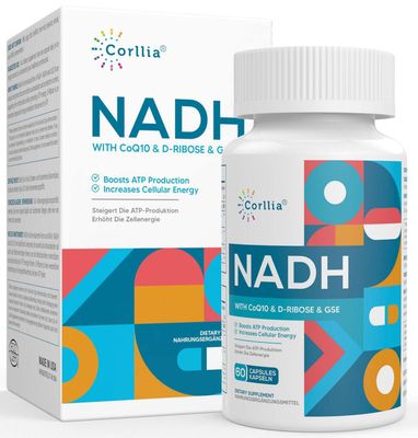 NADH + CoQ10 + D-Ribose Supplement, Enhance NAD+ Supplement for Energy, Fatigue , 60 Capsules