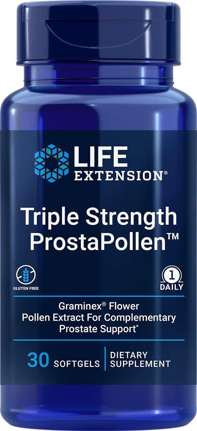 Life Extension Triple Strength ProstaPollen, Prostate Health, Prostate Function, Flower Pollen Extract, Gluten Free, 30 softgels
