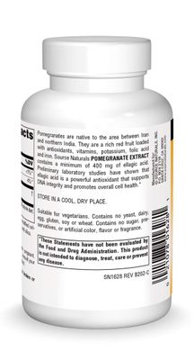 Source Naturals Pomegranate Extract 500mg Complete Whole Fruit Ellagic Acid Antioxidant &amp; Added Fiber - 120 Tablets