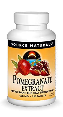 Source Naturals Pomegranate Extract 500mg Complete Whole Fruit Ellagic Acid Antioxidant &amp; Added Fiber - 120 Tablets