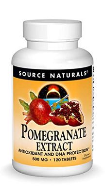 Source Naturals Pomegranate Extract 500mg Complete Whole Fruit Ellagic Acid Antioxidant &amp; Added Fiber - 120 Tablets