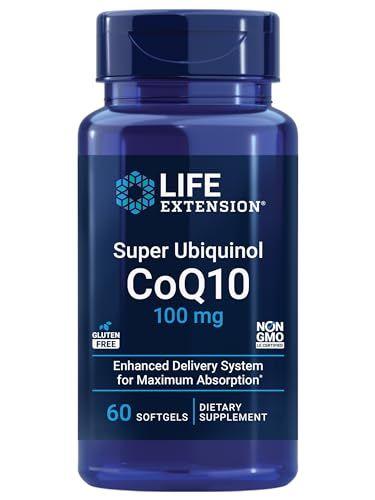 Life Extension Super Ubiquinol CoQ10 100 mg - For Heart Health &amp; Anti-Aging - Cholesterol &amp; Energy Management Supplement - Coenzyme Q10 for Organs - Gluten-Free, Non-GMO - 60 Softgels