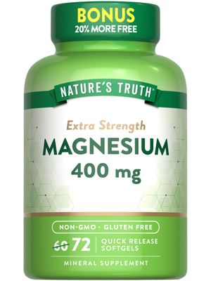 Nature&#39;s Truth Magnesium | 400mg | 72 Softgels | Value Size | Extra Strength | from Magnesium Oxide | Non-GMO and Gluten Free Supplement