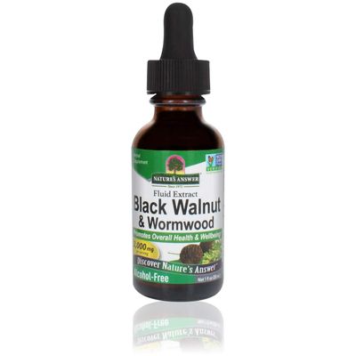 Nature&#39;s Answer Black Walnut &amp; Wormwood | 2,000mg | Vegan, Non-GMO, Gluten-Free &amp; Alcohol-Free | Promotes Gut Function | 1 Oz (2 Pack)