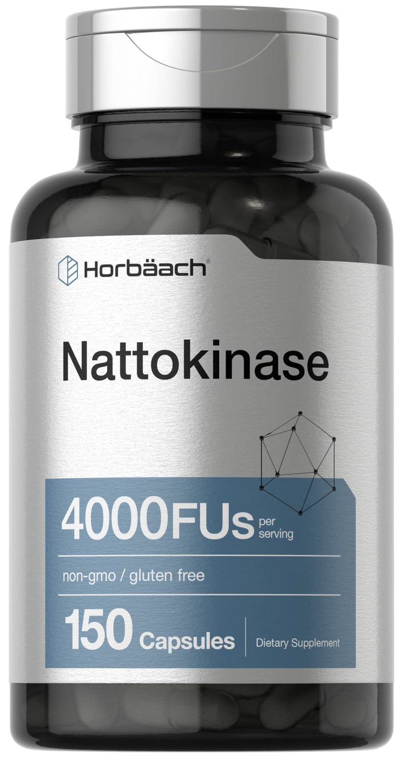 Horbach Nattokinase Supplement 4000 FU | 150 Capsules | Non-GMO, Gluten Free
