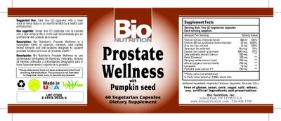 Bio Nutrition Prostate Wellness - 60 Vcaps
