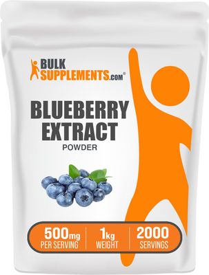 BulkSupplements.com Blueberry Extract Powder - Blueberry Extract Supplement, Wild Blueberry Extract - Vegan &amp; Gluten Free, 500mg per Serving, 1kg (2.2 lbs) (Pack of 1)