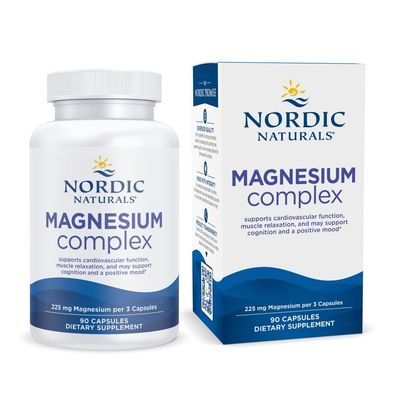 Nordic Naturals Magnesium Complex - 90 Capsules - 225 mg Magnesium, 1.9 mg Iron - Brain &amp; Heart Health, Mood, Energy, &amp; Muscle Relaxation - Non-GMO, Vegan - 30 Servings