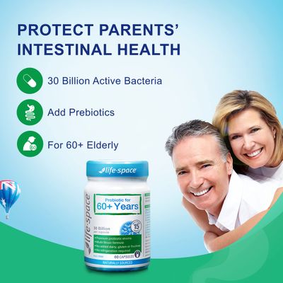 Life-Space Probiotic for 60+ Years, Supports Intestinal Immunity and Health, Gastrointestinal Vitality, Bifidobacterium lactis, 30 Billion CFU, Multi Strains - 60 Capsules