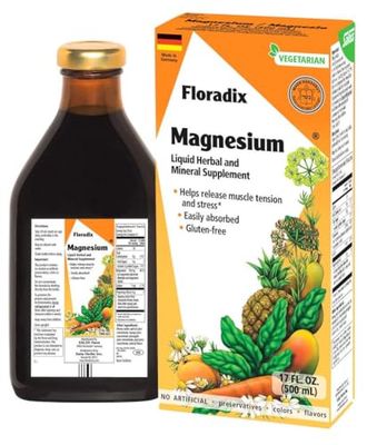 Floradix, Magnesium Vegetarian Liquid Supplement for Muscle and Bone Support, 17 Fl Oz