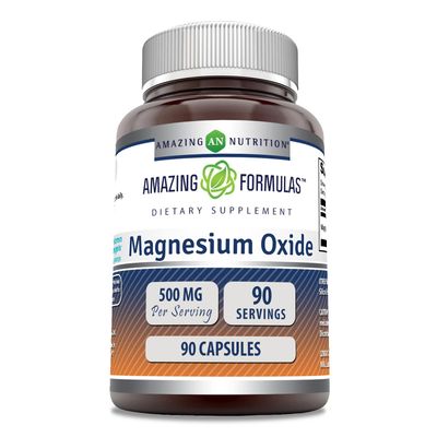 Amazing Formulas Magnesium Oxide 500mg 90 Capsules Supplement | Non-GMO | Gluten Free | Made in USA