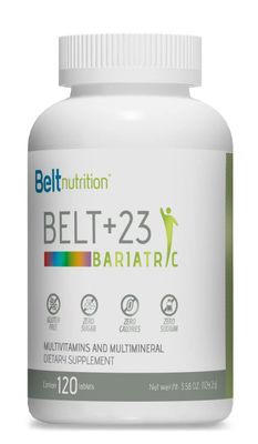 Belt +23 Bariatric Multivitamin and Multimineral Tables (Gastric Bypass, Sleeve Gastrectomy) with Iron - No Flavor - 1 Month Supply