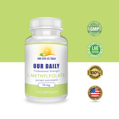 AND GIVE US TODAY OUR DAILY L-Methylfolate 15 mg / 15000 mcg Maximum Strength Active Folate, 5-MTHF, Filler Free, Gluten Free, Non-GMO, Vegetarian Capsules (4 Months Supply) (120)