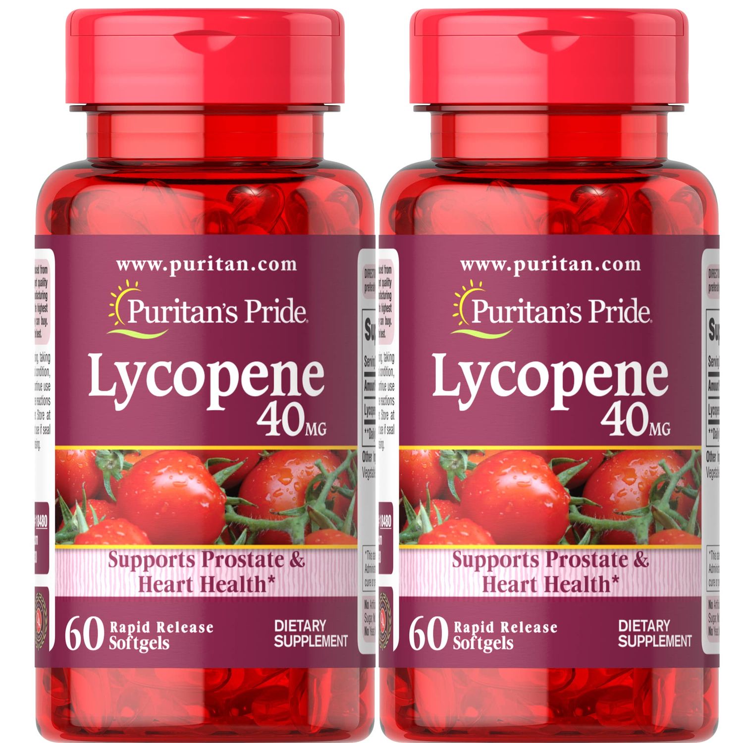 Puritan&#39;s Pride Lycopene 40 mg Pack of 2 120 Count, 60 Count (Pack of 2)