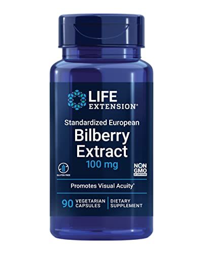 Life Extension Standardized European Bilberry Extract, 100 mg, MirtoSelectVaccinium myrtillus, Eye Health, Circulation, Lubrication, Gluten-Free, Non-GMO, Vegetarian, 90 Capsules