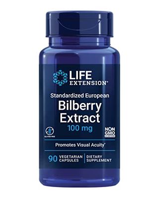 Life Extension Standardized European Bilberry Extract, 100 mg, MirtoSelectVaccinium myrtillus, Eye Health, Circulation, Lubrication, Gluten-Free, Non-GMO, Vegetarian, 90 Capsules