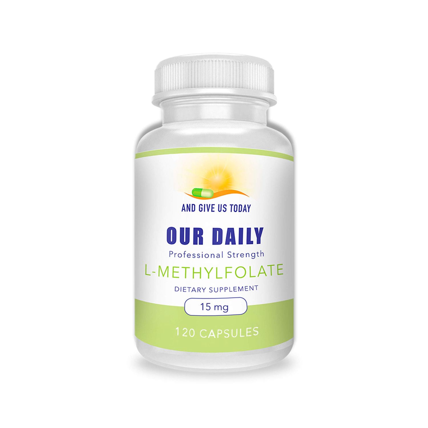 AND GIVE US TODAY OUR DAILY L-Methylfolate 15 mg / 15000 mcg Maximum Strength Active Folate, 5-MTHF, Filler Free, Gluten Free, Non-GMO, Vegetarian Capsules (4 Months Supply) (120)