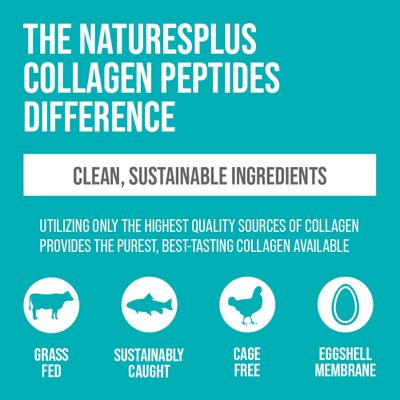 Natures Plus Collagen Peptides - 20 Stick Packets - Hair, Skin, Nail &amp; Joint Health, Immune System Support - Non-GMO, Gluten Free - 20 Servings