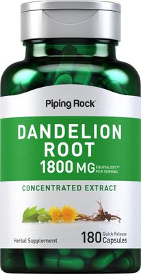 Piping Rock Dandelion Root Capsules | 1800mg | 180 Count | Herbal Supplement | Concentrated Extract | Gluten Free, Non-GMO