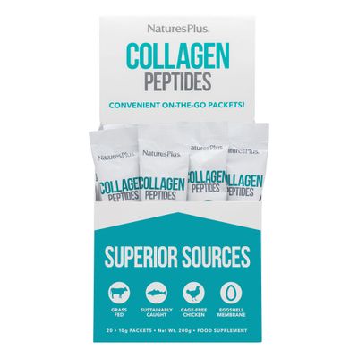 Natures Plus Collagen Peptides - 20 Stick Packets - Hair, Skin, Nail &amp; Joint Health, Immune System Support - Non-GMO, Gluten Free - 20 Servings
