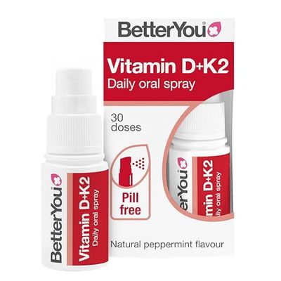 BetterYou D3000 and K2 Vitamin D Daily Oral Spray - Convenient Alternative for Tablets - Supports Bone Health and Boost Immune System - Natural Peppermint Flavor - 0.4 oz