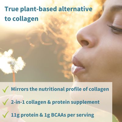 Vegan Collagen Peptide Powder, Enhanced with Glycine, Proline & Hydroxyproline & Cofactor Vitamin C, Non GMO, Complete Vegetarian Plant Based Collagen Powder Booster, 35 Servings, Pure & Essential