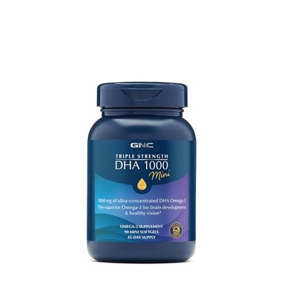 GNC Triple Strength DHA 1000 Mini, 90 Mini Softgels, for Join, Skin, Eye, and Heart Health