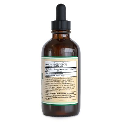 Colloidal Silver Liquid 20 PPM - 4 Fl OZ (Plata Coloidal with Dropper) 99.9% Pure, Gluten Free, Non-GMO by Double Wood Supplements