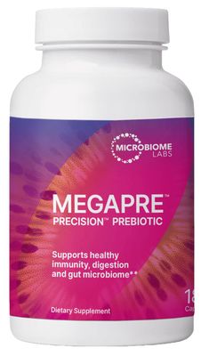 Microbiome Labs MegaPre Prebiotic Fiber Supplement in Vegetable Capsules - Prebiotic Supplement with Clinically Tested Oligosaccharides - Support Microbial Diversity &amp; Gut Health (180 Capsules)