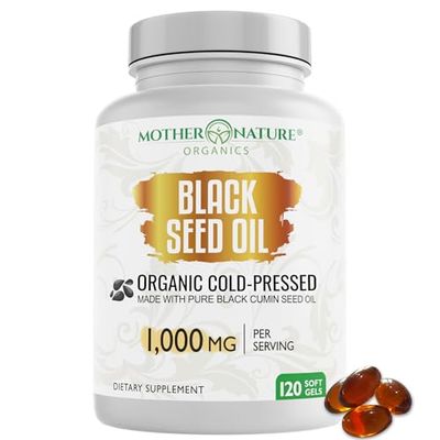 Organic High Potency Turkish Black Seed Oil Capsules, Cold Pressed, High TQ, 2 Month Supply, Non-GMO Black Cumin Nigella Sativa Oil for Immune Support, Joint, Digestive &amp; Beauty, 1,000mg Dose (120ct)