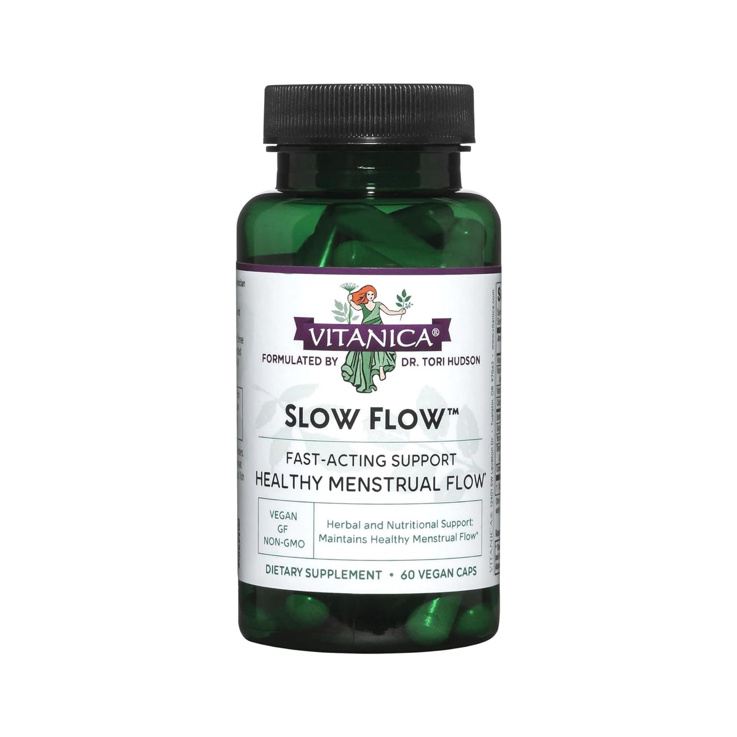 Vitanica Slow Flow, Menstrual Flow Support, Vegan, 60 Capsules