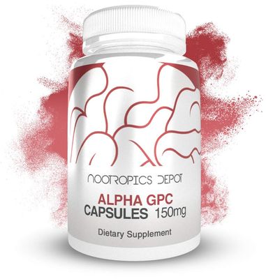Nootropics Depot Alpha GPC Capsules | 150mg | 180 Count | Cholinergic Supplement | Brain Health Supplement | Supports Healthy Brain Function | Enhance Cognition, Memory + Focus
