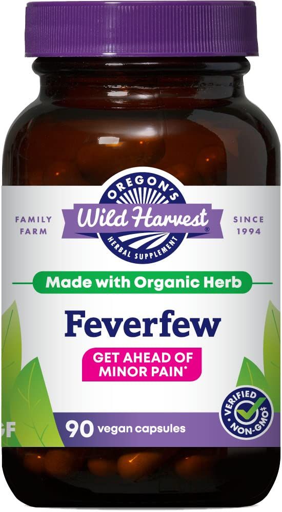 Oregon&#39;s Wild Harvest Non-GMO Feverfew (F.D.), Organic Herbal Supplements, 90 Count