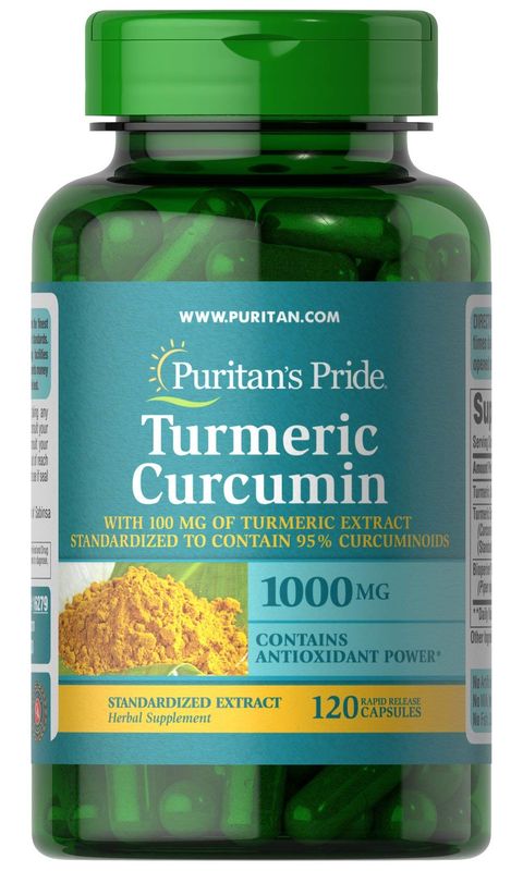 Puritan's Pride Turmeric Curcumin 1000mg, Herbal Dietary Supplement for Antioxidant Health, 120 Rapid Release Capsules