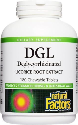 Natural Factors, Chewable DGL 400 mg, Licorice Extract for Healthy Digest, 180 Count (Pack of 1)