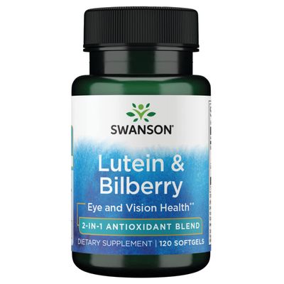 Swanson Standardized Lutein &#39;&amp;&#39; Bilberry - Natural Supplement Promoting Eye Sight &#39;&amp;&#39; Eye Health - Formula to Help Reduce Eye Fatigue &#39;&amp;&#39; Strain - (120 Softgels)