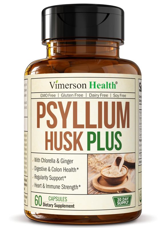 Psyllium Husk Powder Capsules. Fiber Supplement for Digestive, Colon &amp; Gut Health - Dietary Fiber Pills Help Keep You Regular. Antioxidant &amp; Energy Support for Men &amp; Women. Vegan, Non-GMO. 60 Capsules