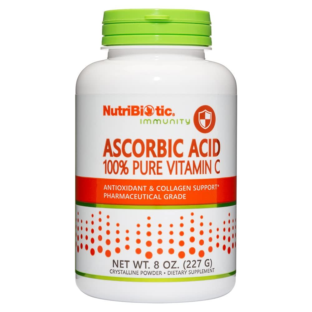 NutriBiotic Ascorbic Acid Vitamin C Powder, 8 Oz | Pharmaceutical Grade L-Ascorbic Acid, 2000 Mg Per Serving | Essential Immune &amp; Antioxidant Collagen Support Supplement | Vegan, Gluten &amp; GMO Free