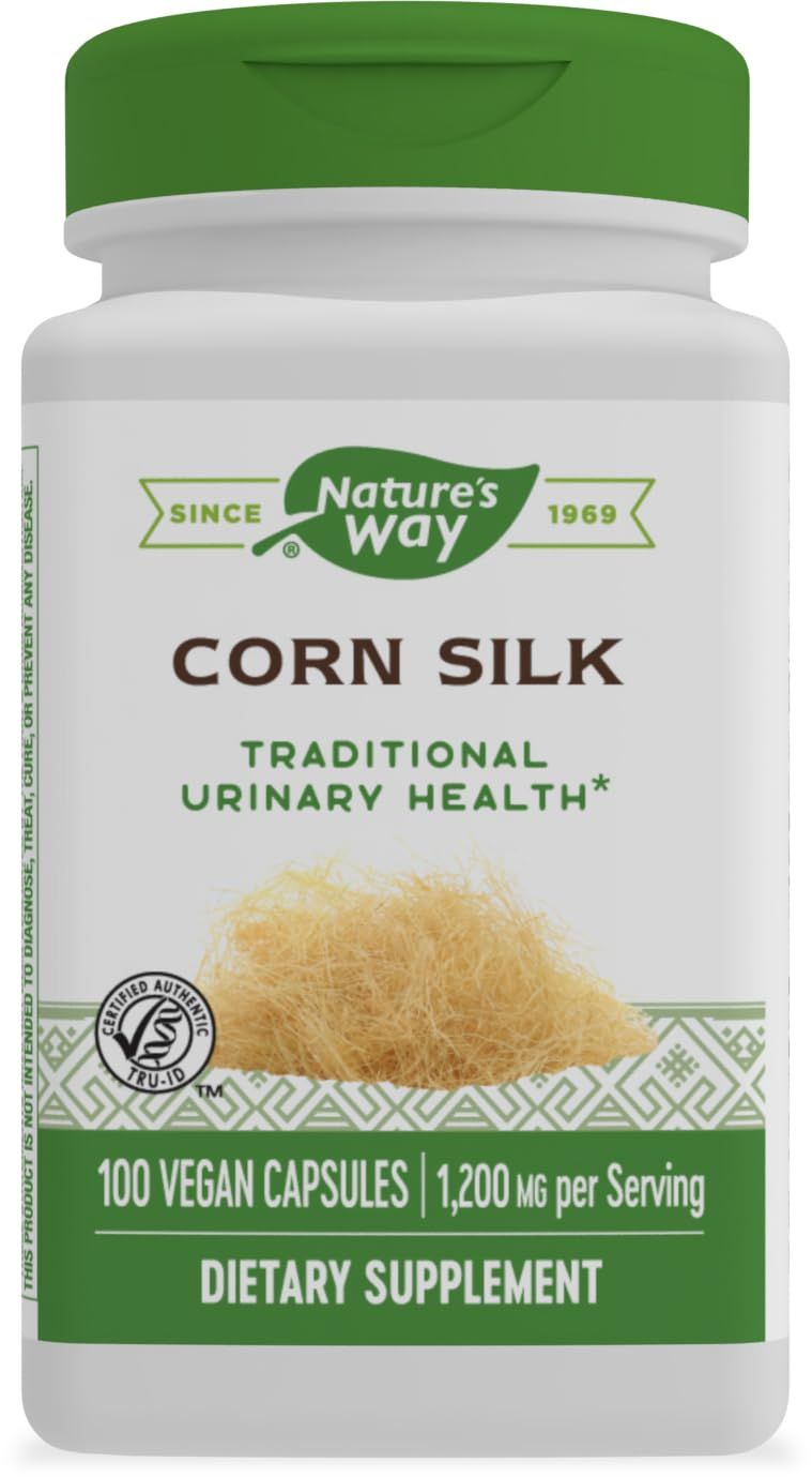 Nature&#39;s Way Corn Silk - 1,200 mg per 3-Capsule Serving - Traditional Urinary Health Support* - Corn Silk Dietary Supplement - Vegan &amp; Gluten Free - 100 Vegan Capsules
